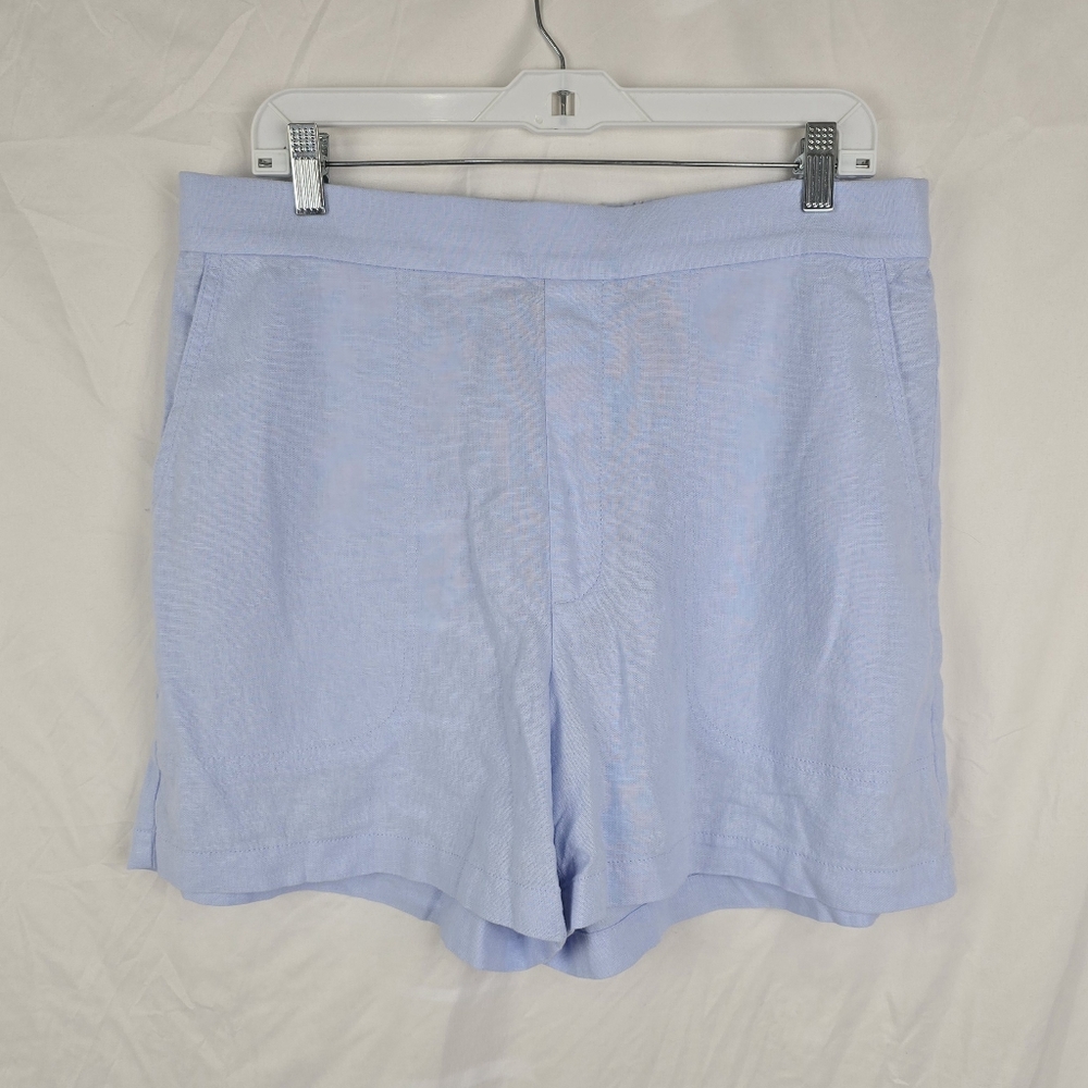 Banana Republic Factory Linen Blend Bicoastal Blue Women's Pull-on Shorts sz L